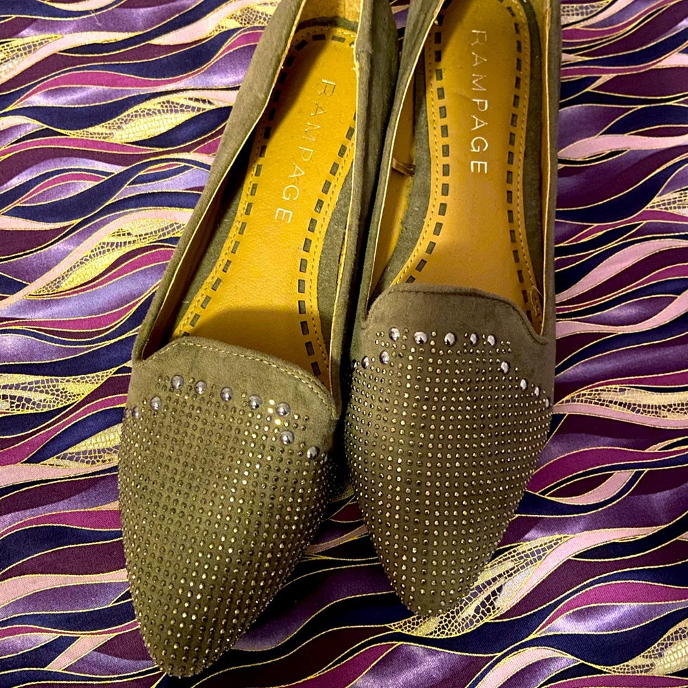 Grey Rampage pointed flats with designed toe. Brand new.
